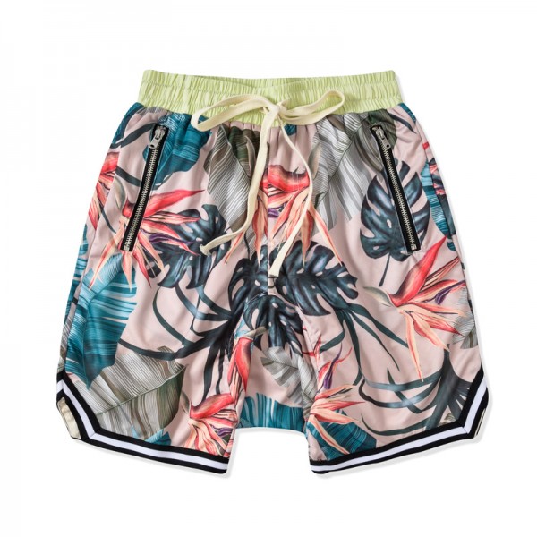 High street hip hop trendy man Kanye Bieber Hawaii fog beach pants hip hop hip hop hip hop loose cut flower shorts