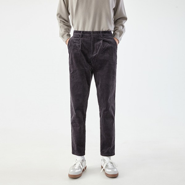 Men's loose solid corduroy trousers autumn new thick pants men's trend business casual pants