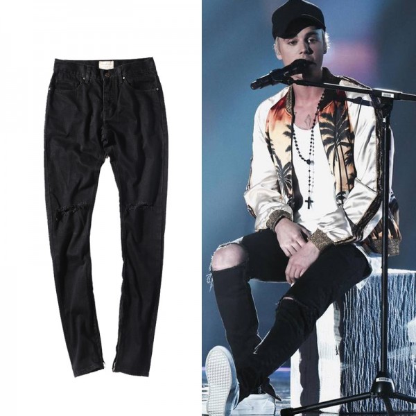 Men's jeans fearofgod black cattle knee hole Quan ...