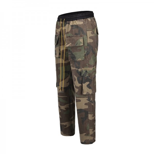 2020 new Bieber same fog high street wash Multi Pocket camouflage pants ins trend overalls men