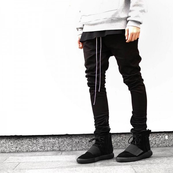 GD kanyequan Zhilong men's wear of God slim drawstring zipper casual pants