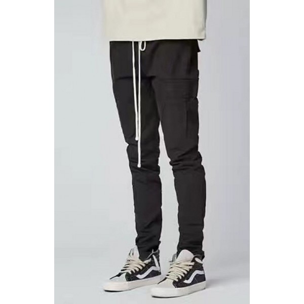 European and American high street fashion brand fog classic men's slim fitting small leg overalls multi bag zipper casual pants
