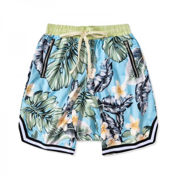 High street hip hop trendy man Kanye Bieber Hawaii fog beach pants hip hop hip hop hip hop loose cut flower shorts