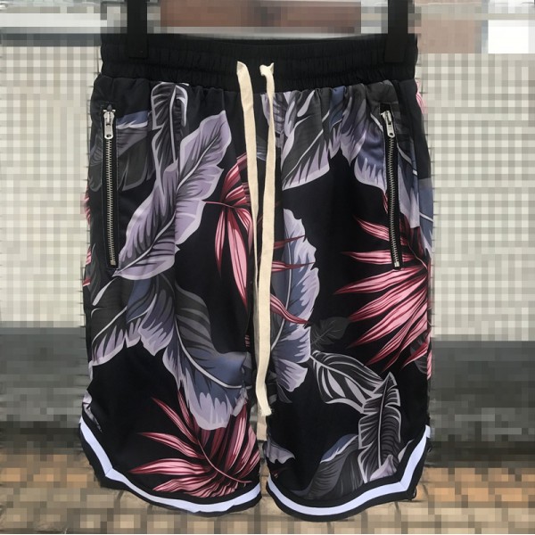 New ins net in summer of 2019 red Kanye Bibo loose hanging crotch baggy pants flower leisure sports basketball shorts for men