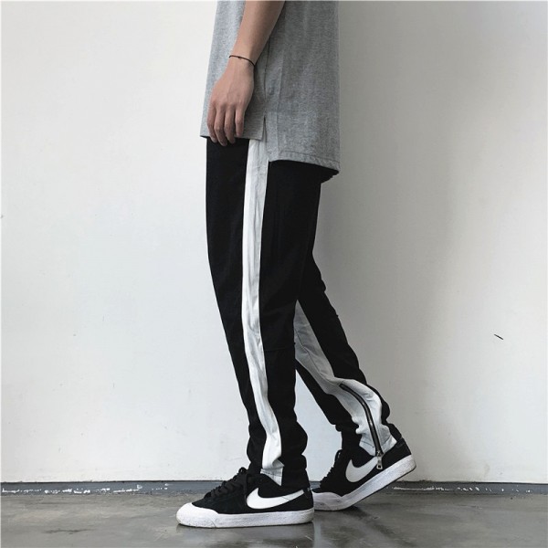 2020 new Kanye Bieber same ins contrast sports leg zipper men's and women's fog style casual pants