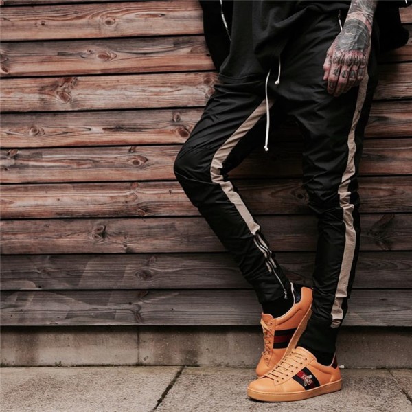 European and American high street trend new men's wear side Stripe Men's sportswear zipper Leggings hip hop casual pants men's wear