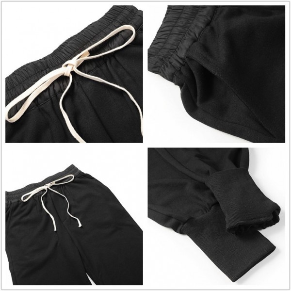 European and American high street dark ro style drawstring elastic waist pure cotton loop material low crotch binding feet Harlan casual pants for men