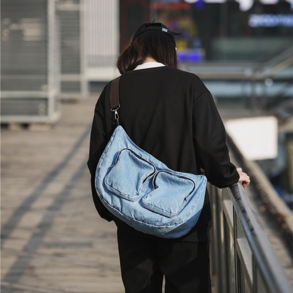 Japanese retro denim dumplings 2020 new fashion casual Canvas Messenger Bag hip hop one shoulder women's bag