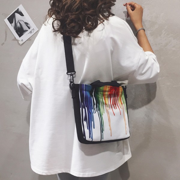 2021 new Korean Canvas Shoulder Bag splash proof printing Tote Bag high capacity student class bag