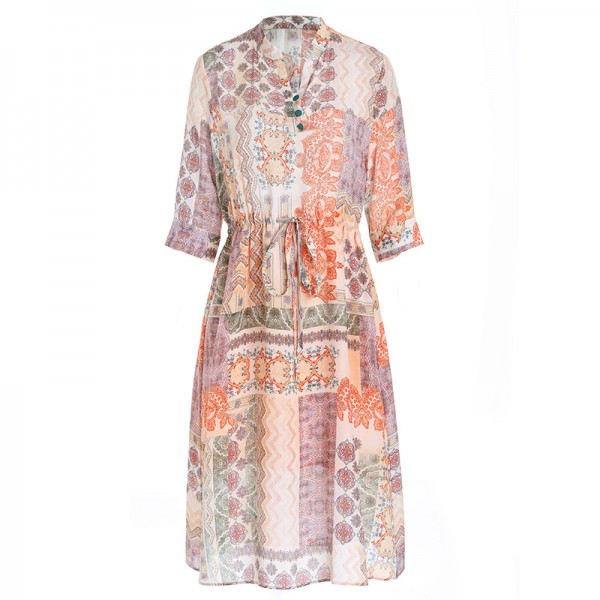 1901603-2021 new summer women's silk crepe de Chine Printed Dress 