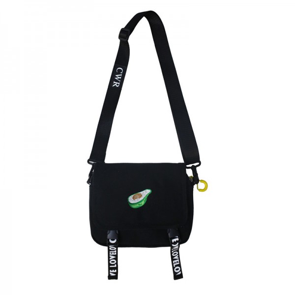 Korean style simple new canvas bag avocado personality wide shoulder strap small fresh student One Shoulder Messenger Bag