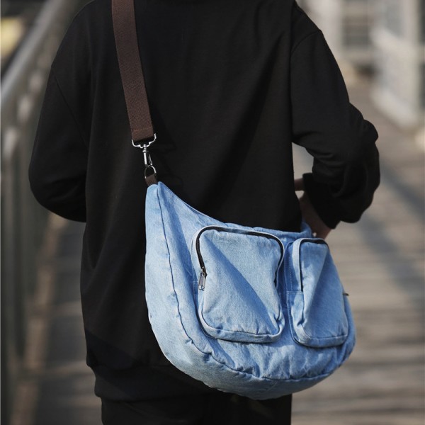 Japanese retro denim dumplings 2020 new fashion casual Canvas Messenger Bag hip hop one shoulder women's bag