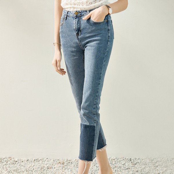 K2006413 - tailoring - spring and summer leg length versatile casual retro slim color matching jeans 