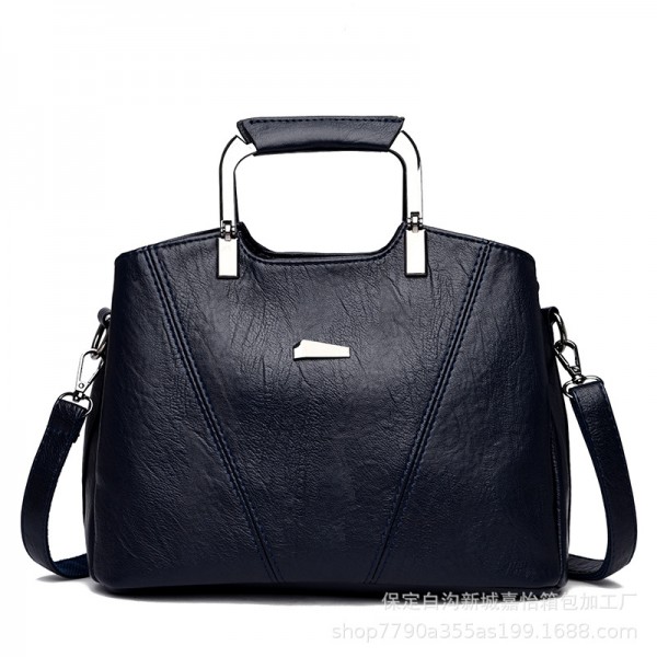 European and American new leisure Women's bag soft leather women's handbag multi-layer large capacity one shoulder bag