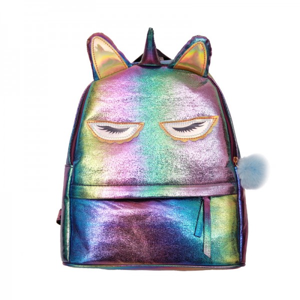 Foreign trade new laser sequins cute cartoon Unicorn backpack outdoor backpack gradient Pu student schoolbag