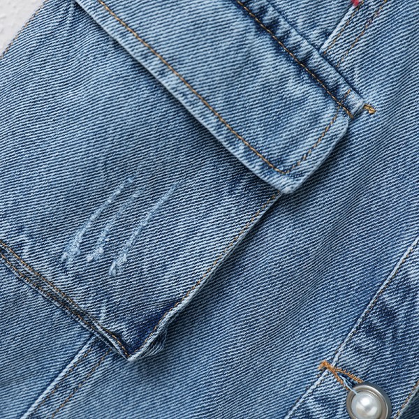 Q2003108-2021 spring and summer new French age reducing strap skirt single breasted denim dress versatile youth 