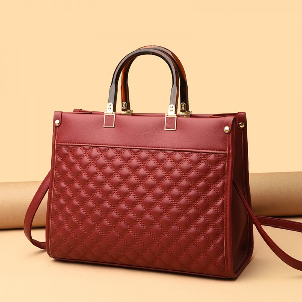 2021 new workplace women's handbag Single Shoulder Messenger Bag lattice solid color large capacity women's bag support distribution