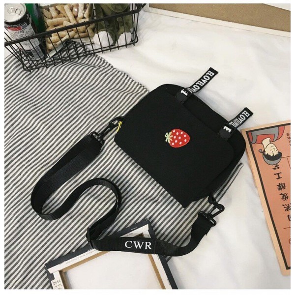 Korean style simple new canvas bag avocado personality wide shoulder strap small fresh student One Shoulder Messenger Bag