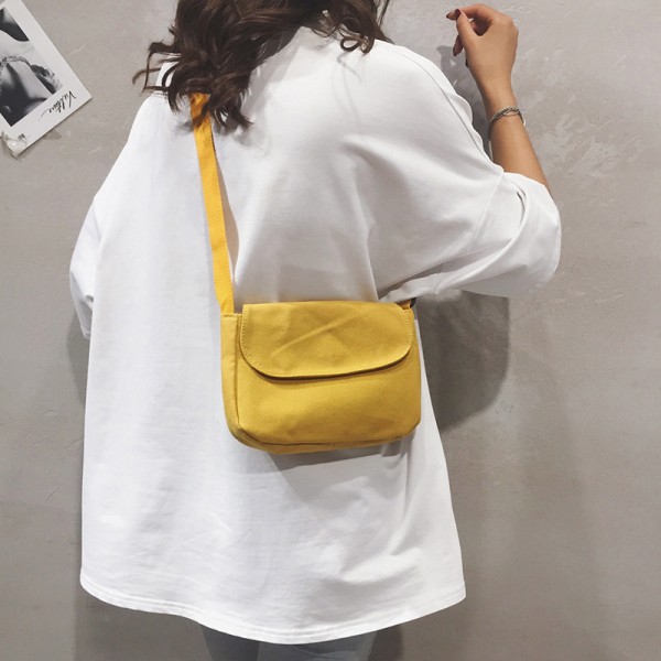 Ins solid color canvas bag literature and art small fresh Japanese soft girl ulzzang cross bag girl student one shoulder small square bag
