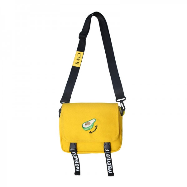 Korean style simple new canvas bag avocado personality wide shoulder strap small fresh student One Shoulder Messenger Bag