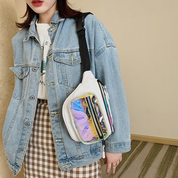 Women's new spring 2020 ins personalized women's laser messenger bag functional chest bag waist bag