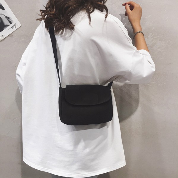 Ins solid color canvas bag literature and art small fresh Japanese soft girl ulzzang cross bag girl student one shoulder small square bag