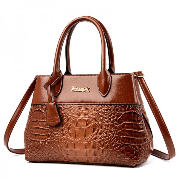 Crocodile pattern women's bag 2021 new hand bag women's European and American fashion One Shoulder Messenger Bag high capacity women's bag