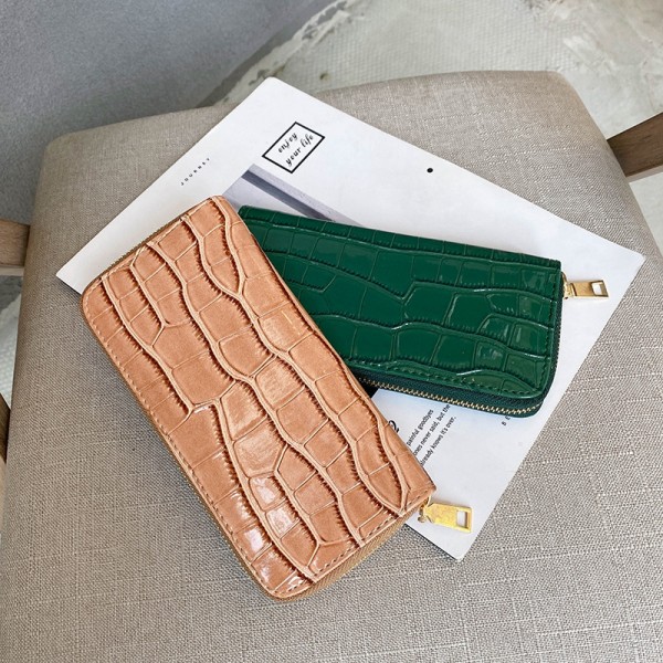 2021 new women's long purse feminine crocodile pat...