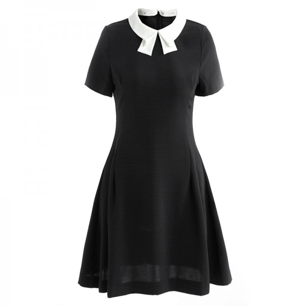 1918202-2021 summer new women's fashionable age reduction show thin doll collar middle A-line dress 