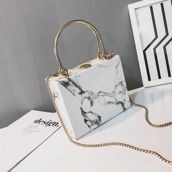 2020 new Korean personalized portable bag female marbling box chain custom lock box bag