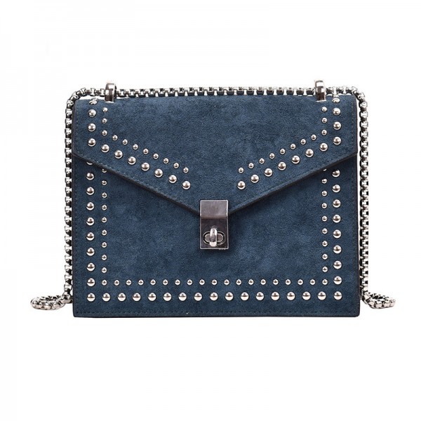 2020 new style small square bag Korean customized single shoulder bag women's bag rivet solid color small square bag Pu leisure messenger bag