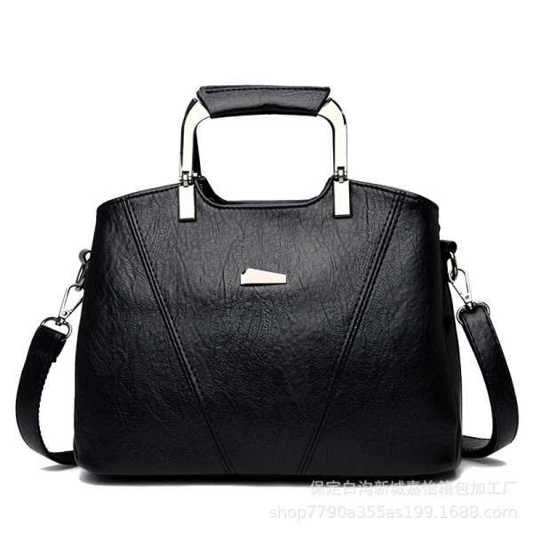 European and American new leisure Women's bag soft leather women's handbag multi-layer large capacity one shoulder bag