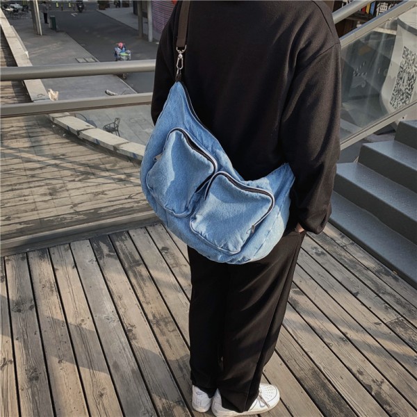 Japanese retro denim dumplings 2020 new fashion casual Canvas Messenger Bag hip hop one shoulder women's bag