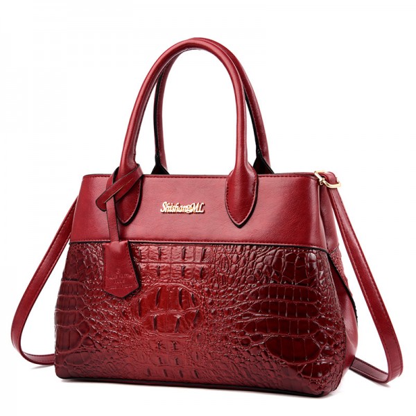 Crocodile pattern women's bag 2021 new hand bag women's European and American fashion One Shoulder Messenger Bag high capacity women's bag