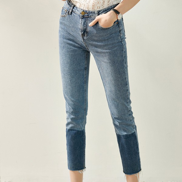 K2006413 - tailoring - spring and summer leg length versatile casual retro slim color matching jeans 