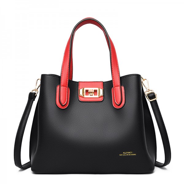 European and American cross border women's bag 2021 new high capacity women's hand-held bag fashion color contrast Single Shoulder Messenger Bag