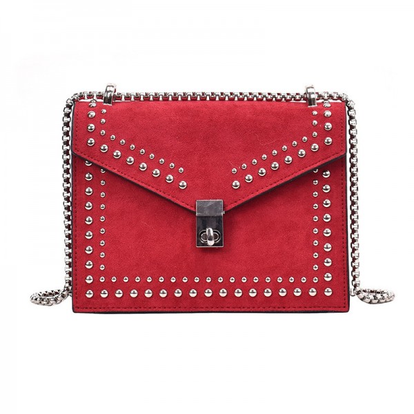 2020 new style small square bag Korean customized single shoulder bag women's bag rivet solid color small square bag Pu leisure messenger bag