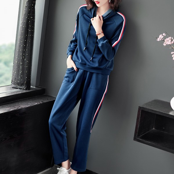 1926201-2021 autumn women's side striped Hoodie + ...