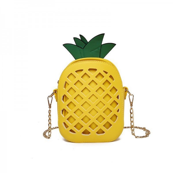 Fashion slung women's bag foreign trade new pineapple bag 2021 spring Pu hollow contrast color personalized creative shoulder bag