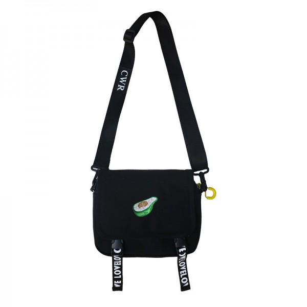 Korean style simple new canvas bag avocado personality wide shoulder strap small fresh student One Shoulder Messenger Bag
