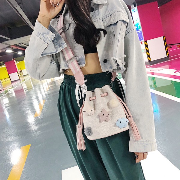 2019 new women's bag Korean version slanting bucket bag xiaoxiangfeng shoulder bag women's handbag