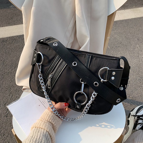 Design armpit bag 2021 spring new European and American fashion custom nylon cloth chain handle stick bag