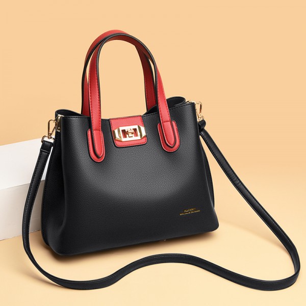 European and American cross border women's bag 2021 new high capacity women's hand-held bag fashion color contrast Single Shoulder Messenger Bag