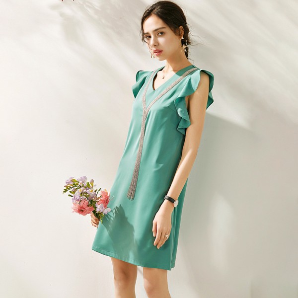 2006212 - clearance process - no return, no change - mind not to shoot - simple mid dress with ruffles 
