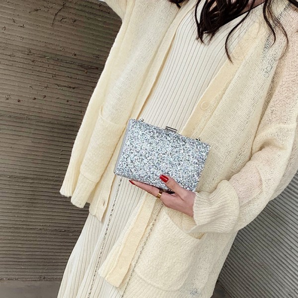 2020 summer new Korean diamond shining fashion dinner hand bag square box Single Shoulder Messenger Bag women's bag