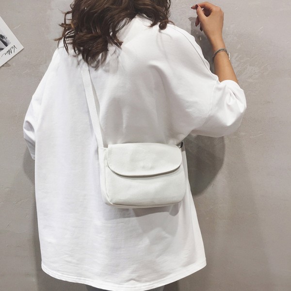 Ins solid color canvas bag literature and art small fresh Japanese soft girl ulzzang cross bag girl student one shoulder small square bag