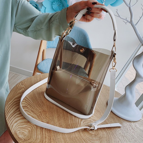 2020 new fashion transparent jelly bag Korean customized large capacity one shoulder portable Messenger Bag Beach Bag