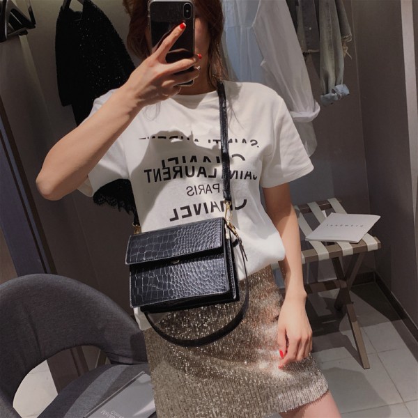 Cross border women's bag 2020 new European and American stone pattern women's small square bag handbag Pu one shoulder slanting women's bag