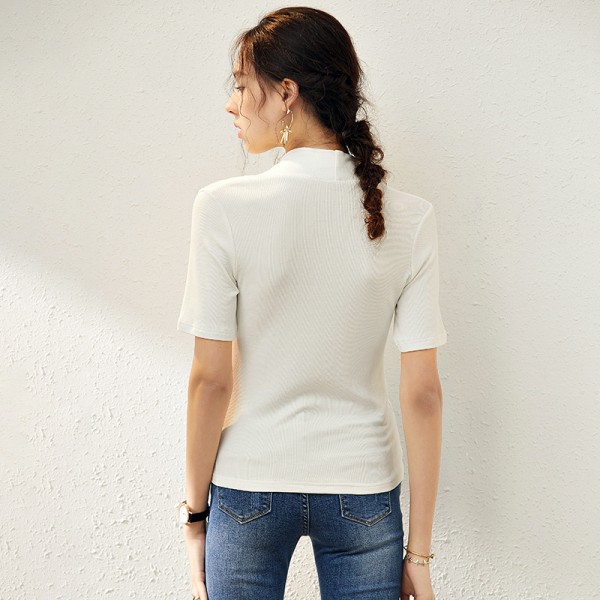 2006412-2021 spring and summer French new fashionable temperament slim knit top lazy style simple versatile 