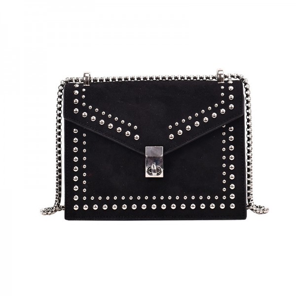 2020 new style small square bag Korean customized single shoulder bag women's bag rivet solid color small square bag Pu leisure messenger bag